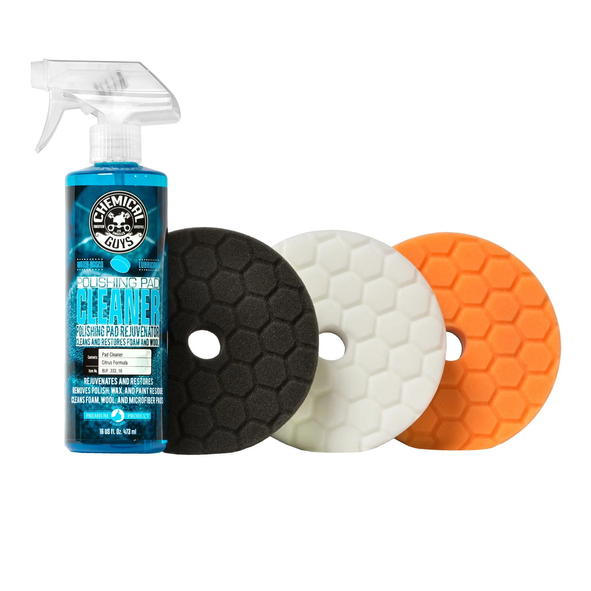 Buffing Pad Sampler Kit w/Polishing Pad Cleaner 7 Buffing Pad Sampler Kit w/Polishing Pad Cleaner
