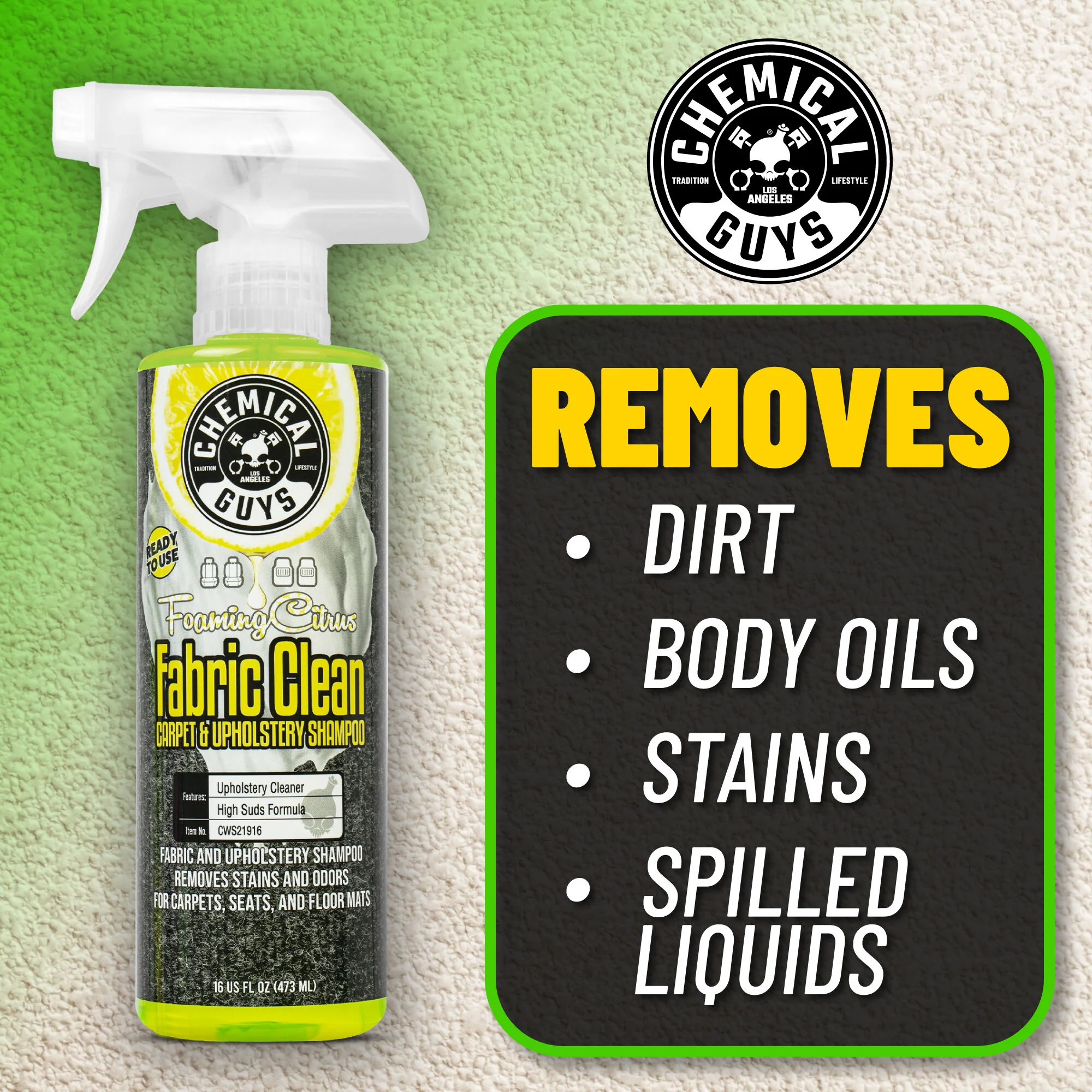 Foaming Citrus Fabric Clean Carpet & Upholstery Shampoo 10 Foaming Citrus Fabric Clean Carpet & Upholstery Shampoo