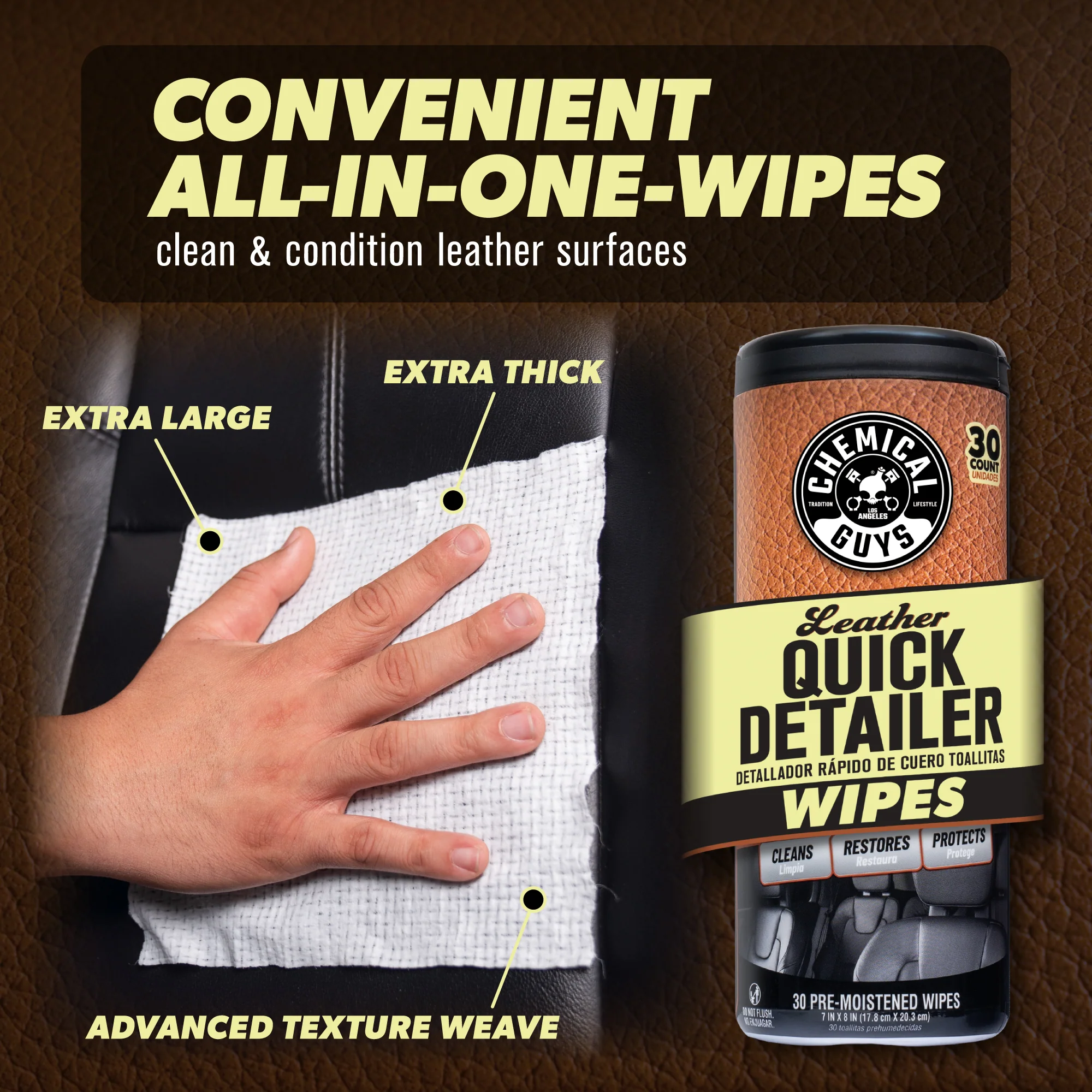 Leather Quick Detailer Wipes 3-Pack Kit 2 Leather Quick Detailer Wipes 3-Pack Kit