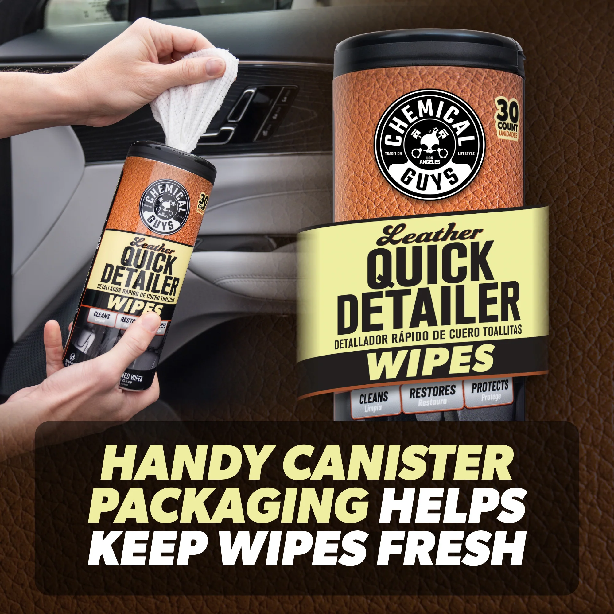 Leather Quick Detailer Wipes 3-Pack Kit 6 Leather Quick Detailer Wipes 3-Pack Kit